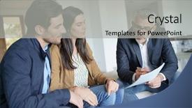  Presentation with for real estate - Colorful slides enhanced with estate agent looking at contract backdrop and a light gray colored foreground