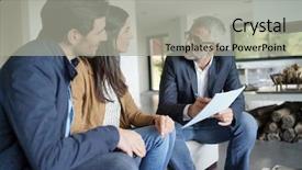  Presentation with for real estate - Slides with estate agent looking at contract background and a  colored foreground