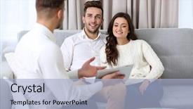  Presentation with cooperative cooperation at new project - Slide set enhanced with estate agent presenting new project background and a light blue colored foreground