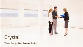  Presentation with shaking hands - Audience pleasing slides consisting of estate agent shaking hands backdrop and a cream colored foreground