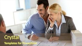  Presentation with real estate - PPT theme featuring estate agent to buy property background and a  colored foreground