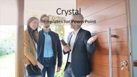  Presentation with real estate - Colorful theme enhanced with estate agent visiting modern house backdrop and a coral colored foreground