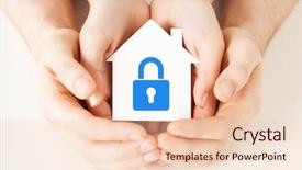  Presentation with female security - Slide deck featuring estate and family home security background and a lemonade colored foreground