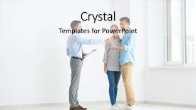  Presentation with real estate - PPT theme consisting of estate broker giving customers key background and a sky blue colored foreground