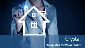  Presentation with estate planning - Slide deck with estate planning - businesswoman drawing house with pencil background and a  colored foreground