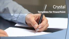  Presentation with estate planning - Slide set featuring estate planning - men with pen background and a dark gray colored foreground