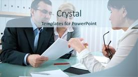  Presentation with kick off meeting crystal - Colorful slides enhanced with estate planning - mid adult couple meeting backdrop and a sky blue colored foreground