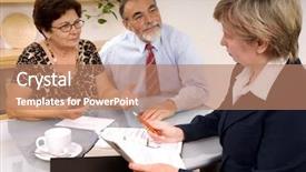  Presentation with estate planning - Audience pleasing PPT theme consisting of estate planning - senior couple talking to financial backdrop and a coral colored foreground