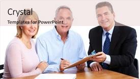  Presentation with estate planning - Slides having estate planning - senior couple with financial adviser background and a lemonade colored foreground