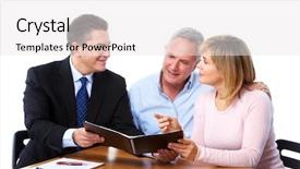  Presentation with estate planning - Presentation theme featuring estate planning - senior couple with financial adviser background and a white colored foreground