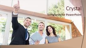  Presentation with digital project - Colorful presentation design enhanced with estate showing a house project backdrop and a lemonade colored foreground