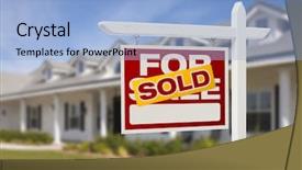  Presentation with real estate for sale - Cool new slides with estate sign and new house backdrop and a light blue colored foreground