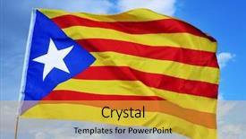  Presentation with waving flag black - Beautiful presentation design featuring estelada the catalan separatist flag backdrop and a yellow colored foreground