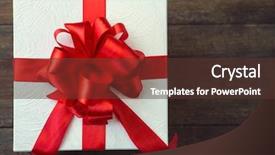  Presentation with empty of wood table top - Theme having ester - gift box with red bow background and a tawny brown colored foreground