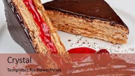  Presentation with chocolate dessert - Slide set having esterhazy chocolate dessert pie with cherry jam decorated background and a red colored foreground