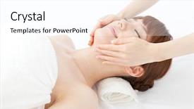  Presentation with esthetic - Slide deck consisting of esthetic - beautiful young woman in spa background and a white colored foreground