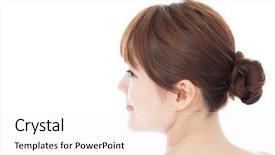  Presentation with young man and a woman - Audience pleasing PPT theme consisting of esthetic - beautiful young woman portrait backdrop and a  colored foreground