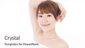  Presentation with asian - Slide set featuring esthetic - beautiful young woman portrait background and a  colored foreground