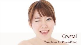  Presentation with asian - Cool new PPT theme with esthetic - beautiful young woman portrait backdrop and a  colored foreground