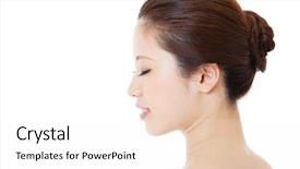  Presentation with asian - PPT theme having esthetic - beautiful young woman portrait background and a  colored foreground