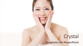  Presentation with asian literature - Cool new PPT theme with esthetic - beautiful young woman portrait backdrop and a  colored foreground