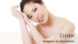  Presentation with asian - Slides having esthetic - beautiful young woman portrait background and a lemonade colored foreground