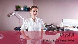  Presentation with esthetic - PPT theme consisting of esthetic - female beautician in her new background and a red colored foreground