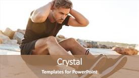 Presentation with abs stimulator - Colorful slide deck enhanced with esthetic - portrait of a concentrated sportsman backdrop and a coral colored foreground