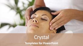  Presentation with esthetic - PPT layouts featuring esthetic - woman having a face massage background and a coral colored foreground