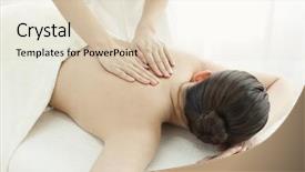  Presentation with welcome back 2020 - PPT theme consisting of esthetician who massages a back background and a lemonade colored foreground