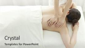  Presentation with welcome back design - Slide deck with esthetician who massages a back background and a light gray colored foreground