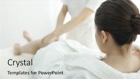  Presentation with leg exam - PPT theme having esthetician who massages a leg background and a light gray colored foreground