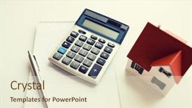  Presentation with real estate lending - PPT theme featuring estimate cost - building mortgage real estate background and a  colored foreground