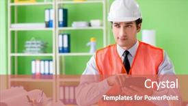  Presentation with project - Slides enhanced with estimate cost - man architect working background and a coral colored foreground