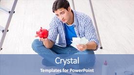  Presentation with union budget - Theme having estimate cost - young man overspending his budget background and a  colored foreground