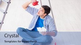  Presentation with budget - Audience pleasing slides consisting of estimate cost - young man overspending his budget backdrop and a teal colored foreground