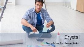  Presentation with education and budget - Beautiful slides featuring estimate cost - young man overspending his budget backdrop and a  colored foreground