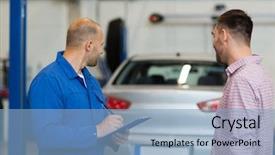  Presentation with mechanic car service repair maintenance - Presentation theme having estimation - auto service repair maintenance background and a light blue colored foreground
