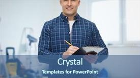  Presentation with building construction - Slides enhanced with estimation - repair construction building people background and a ocean colored foreground