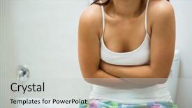  Presentation with woman in pain - Colorful presentation design enhanced with estomago - mid-section of woman having stomach backdrop and a light gray colored foreground