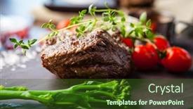  Presentation with tenderloin - Presentation theme enhanced with estonian-beef-tenderloin-steak-delicious background and a tawny brown colored foreground