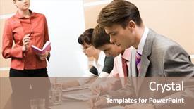  Presentation with managers - Cool new slides with estrategia empresarial - image of executive managers learning backdrop and a coral colored foreground