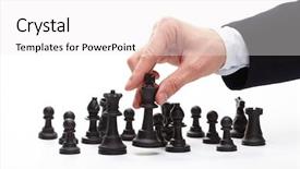  Presentation with moving business - Cool new presentation design with estrategias - business man moving chess figure backdrop and a white colored foreground