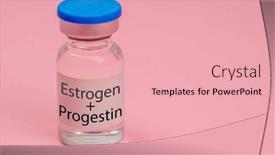  Presentation with female hormone - Presentation with estrogen-and-progestin-hormone-injection background and a  colored foreground