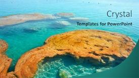  Presentation with lagoon - Slides having estromatolitos stromatolites in bacalar lagoon of mexico in quintana roo background and a arctic colored foreground