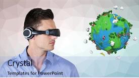  Presentation with compost green earth - Presentation design enhanced with animation globe map - digital composite of businessman wearing background and a light blue colored foreground