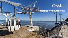  Presentation with information kiosk interactive terminal - Presentation having estuaries - aerial tramway leaving the terminal background and a ocean colored foreground