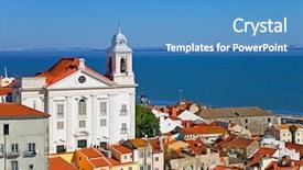  Presentation with church - Audience pleasing slide set consisting of estuaries - alfama district with santo estevao backdrop and a teal colored foreground