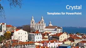  Presentation with paulista avenue in sao paulo - Slide deck with estuaries - sao vicente de fora monastery background and a teal colored foreground