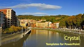 Presentation with view of rotterdam city - PPT theme featuring estuaries - view of the estuary background and a tawny brown colored foreground